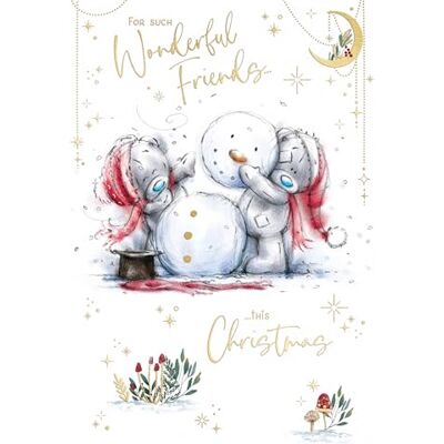 Me To You Biglietto di Natale Tatty Teddy per amici meravigliosi, orsacchiotti con pupazzo di neve, 15 x 22 cm, collezione ufficiale Me To You Biglietto di Natale Tatty Teddy per amici meravigliosi, orsacchiotti con pupazzo di neve, 15 x 22 cm, collezione ufficiale