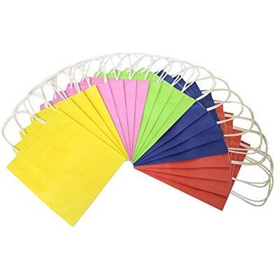 folia IDENA Sacchetti di Carta con Manico Carta ritorta, 12x5,5 x 15 cm, 10 Pezzi, Colori Assortiti folia IDENA Sacchetti di Carta con Manico Carta ritorta, 12x5,5 x 15 cm, 10 Pezzi, Colori Assortiti