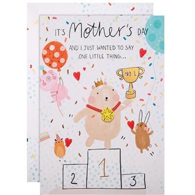 Hallmark Biglietto per la festa della mamma, biglietto per la festa della mamma, con simpatici animali sul podio, dal figlio, dalla figlia, crema, verde, rosso Hallmark Biglietto per la festa della mamma, biglietto per la festa della mamma, con simpatici animali sul podio, dal figlio, dalla figlia, crema, verde, rosso