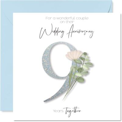 Stuff4 Biglietto di auguri per il 9° anniversario per donne e uomini Motivo floreale con fiori fantasiosi, biglietto di auguri per 9° anniversario per amici, figlio, fratello, sorella, 145 mm Stuff4 Biglietto di auguri per il 9° anniversario per donne e uomini Motivo floreale con fiori fantasiosi, biglietto di auguri per 9° anniversario per amici, figlio, fratello, sorella, 145 mm
