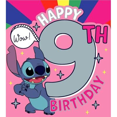 UK Greetings Biglietto di auguri per il 9° compleanno di Lilo e Stitch Disney, per ragazza, regalo di buon compleanno, per lei, ragazze, donne, motivo Stitch, con busta, 15,9 x 18,4 cm UK Greetings Biglietto di auguri per il 9° compleanno di Lilo e Stitch Disney, per ragazza, regalo di buon compleanno, per lei, ragazze, donne, motivo Stitch, con busta, 15,9 x 18,4 cm