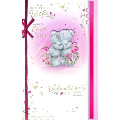 Me To You Tatty Teddy Biglietto di San Valentino realizzato a mano con scritta in lingua inglese "To my Beautiful Wife", 18 x 28 cm, collezione ufficiale Me To You Tatty Teddy Biglietto di San Valentino realizzato a mano con scritta in lingua inglese "To my Beautiful Wife", 18 x 28 cm, collezione ufficiale