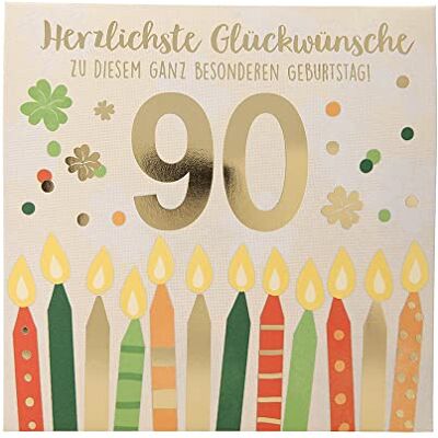 Depesche Biglietto di auguri pop-up per il 90° compleanno, con musica, elementi luminosi e una scritta originale, biglietto di compleanno, con busta, formato 15,5 x 15,5 cm Depesche Biglietto di auguri pop-up per il 90° compleanno, con musica, elementi luminosi e una scritta originale, biglietto di compleanno, con busta, formato 15,5 x 15,5 cm