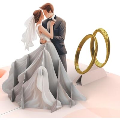 LIMAH ® Biglietto pop-up per matrimonio per il giorno del matrimonio o per la cerimonia Biglietto 3D di auguri per regalo in denaro, viaggio di nozze, luna di miele/Motivo coppia, SÌ e anelli LIMAH ® Biglietto pop-up per matrimonio per il giorno del matrimonio o per la cerimonia Biglietto 3D di auguri per regalo in denaro, viaggio di nozze, luna di miele/Motivo coppia, SÌ e anelli