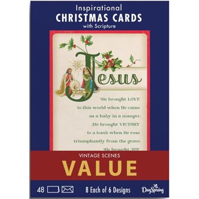 Dayspring Vintage Christmas Blessings 48 biglietti di Natale ispiratori con Scrittura e buste Dayspring Vintage Christmas Blessings 48 biglietti di Natale ispiratori con Scrittura e buste