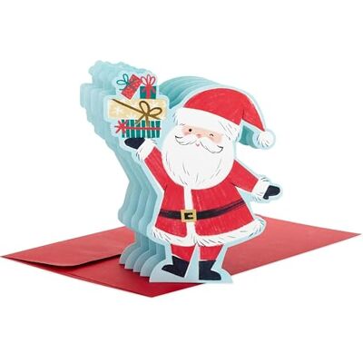 Hallmark Biglietto di Natale 3D e pop up, Babbo Natale e regali, rosso, blu Hallmark Biglietto di Natale 3D e pop up, Babbo Natale e regali, rosso, blu