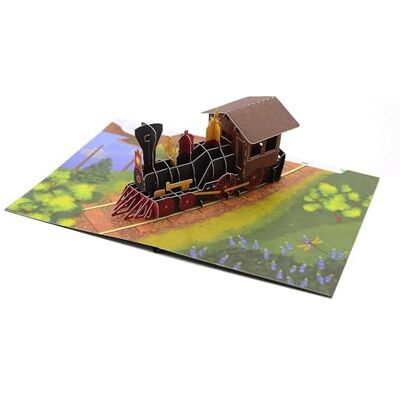 ASVP Shop Biglietto pop-up 3D con treno a vapore, per tutte le occasioni, biglietto di compleanno, biglietto di auguri, Thinking of You, Thank You, Get Well Soon Card ASVP Shop Biglietto pop-up 3D con treno a vapore, per tutte le occasioni, biglietto di compleanno, biglietto di auguri, Thinking of You, Thank You, Get Well Soon Card