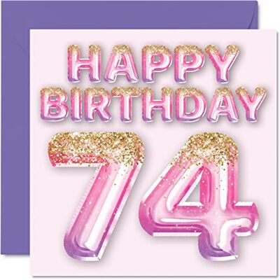 Stuff4 Biglietto di auguri 74° compleanno da donna Palloncini glitterati rosa e viola, Biglietti di auguri 74 anni mamma nonna nonna 145mm 74° compleanno ° compleanno regalo Stuff4 Biglietto di auguri 74° compleanno da donna Palloncini glitterati rosa e viola, Biglietti di auguri 74 anni mamma nonna nonna 145mm 74° compleanno ° compleanno regalo