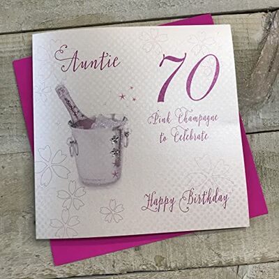 White Cotton Cards Biglietto di Auguri Compleanno con Scritta Auntie 70", Realizzato a Mano, Colore: Champagne Rosa, Bianco White Cotton Cards Biglietto di Auguri Compleanno con Scritta Auntie 70", Realizzato a Mano, Colore: Champagne Rosa, Bianco