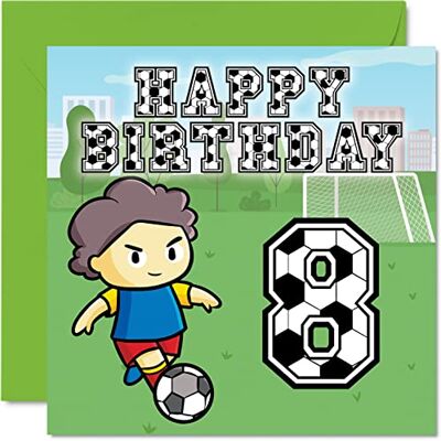 Stuff4 Biglietto di auguri 8° compleanno ragazzo, tifoso di calcio Stuff4 Biglietto di auguri 8° compleanno ragazzo, tifoso di calcio