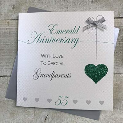 White Cotton Cards Biglietto per il 55° anniversario di matrimonio con smeraldo fatto a mano – Love Lines, 16 cm x 16 cm White Cotton Cards Biglietto per il 55° anniversario di matrimonio con smeraldo fatto a mano – Love Lines, 16 cm x 16 cm