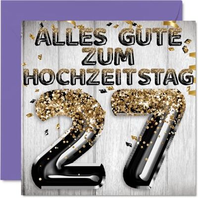 Stuff4 27° anniversario di matrimonio, biglietto amore Nero oro palloncini glitterati, 27 Anniversario Anniversario Matrimonio Regali per Mio marito Mia moglie 145 mm Stuff4 27° anniversario di matrimonio, biglietto amore Nero oro palloncini glitterati, 27 Anniversario Anniversario Matrimonio Regali per Mio marito Mia moglie 145 mm