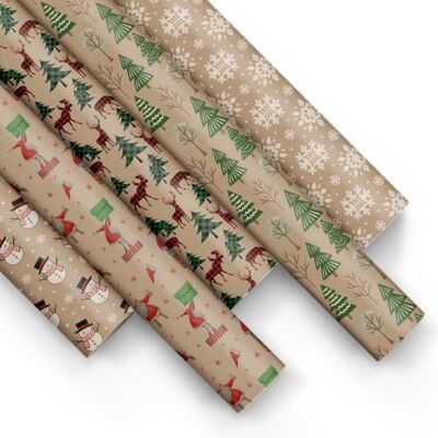 PAW Decor Collection PAW Carta Regalo 200 x 70 cm, 5 rotoli Natale Retrò PAW Decor Collection PAW Carta Regalo 200 x 70 cm, 5 rotoli Natale Retrò