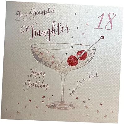 WHITE COTTON CARDS Per una Bella Figlia 18 Fatta a Mano Grande Carta di 18º Compleanno - Cartolina di Auguri WHITE COTTON CARDS Per una Bella Figlia 18 Fatta a Mano Grande Carta di 18º Compleanno - Cartolina di Auguri