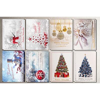 – Cartoline di Natale – Un set di 16 biglietti DIN A6 105 x 148 mm con scritte dorate – Cartoline di Natale – Un set di 16 biglietti DIN A6 105 x 148 mm con scritte dorate