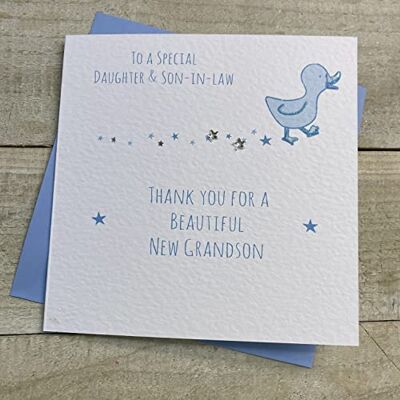 White Cotton Cards Biglietto di ringraziamento per nipote e figlio, con scritta Thank you for Grandson Little Duck, rifinito a mano () White Cotton Cards Biglietto di ringraziamento per nipote e figlio, con scritta Thank you for Grandson Little Duck, rifinito a mano ()