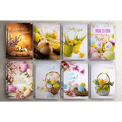 Cartoline esclusive di Pasqua – Set di 16 biglietti DIN A6 105 x 148 mm con scritte dorate, Cartoline esclusive di Pasqua – Set di 16 biglietti DIN A6 105 x 148 mm con scritte dorate,