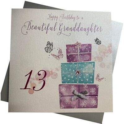 White Cotton Cards Biglietto per Auguri di 13esimo Compleanno, Misura XL, per Nipote, Motivo: Pacchetto Regalo Rosa, Fatto a Mano White Cotton Cards Biglietto per Auguri di 13esimo Compleanno, Misura XL, per Nipote, Motivo: Pacchetto Regalo Rosa, Fatto a Mano