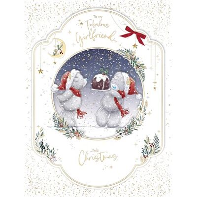 Me To You Tatty Teddy Biglietto di Natale grande realizzato a mano, per fidanzata favolosa, orsacchiotti Tatty Teddy con pudding di Natale, 22,7 x 30,5 cm, collezione ufficiale Me To You Tatty Teddy Biglietto di Natale grande realizzato a mano, per fidanzata favolosa, orsacchiotti Tatty Teddy con pudding di Natale, 22,7 x 30,5 cm, collezione ufficiale