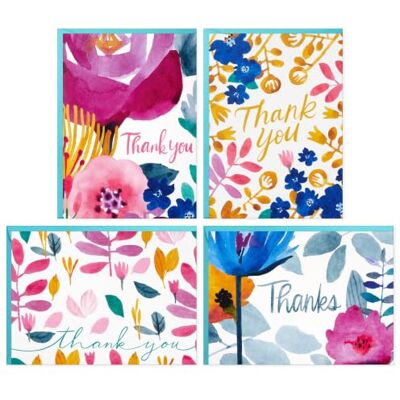 Hallmark Assortimento di biglietti di ringraziamento (48 biglietti bianchi con buste) fiori ad acquerello Hallmark Assortimento di biglietti di ringraziamento (48 biglietti bianchi con buste) fiori ad acquerello