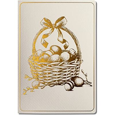 Esclusivi biglietti di Pasqua – Set di 10 biglietti di ringraziamento in beige leggero 120 x 170 mm, dorati e stampati, realizzati in carta per gioielli acquari, con inserti beige e buste Esclusivi biglietti di Pasqua – Set di 10 biglietti di ringraziamento in beige leggero 120 x 170 mm, dorati e stampati, realizzati in carta per gioielli acquari, con inserti beige e buste
