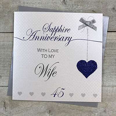 White Cotton Cards Biglietto d'auguri per 45° anniversario di matrimonio, fatto a mano, per moglie – Love Lines , 16 cm x 16 cm White Cotton Cards Biglietto d'auguri per 45° anniversario di matrimonio, fatto a mano, per moglie – Love Lines , 16 cm x 16 cm