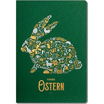 Esclusivi biglietti di Pasqua – Set di 10 biglietti di auguri di manufatto, in verde 120 x 170 mm, dorati e stampati, realizzati in carta per portagioie, con inserti beige e buste Esclusivi biglietti di Pasqua – Set di 10 biglietti di auguri di manufatto, in verde 120 x 170 mm, dorati e stampati, realizzati in carta per portagioie, con inserti beige e buste