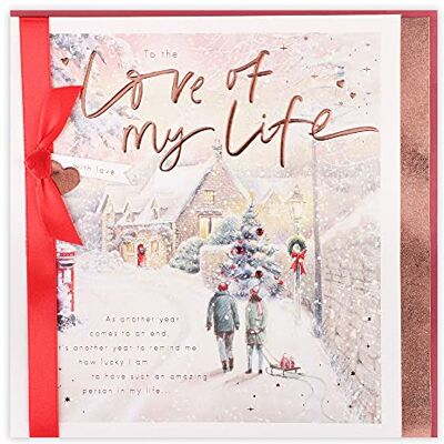 Clintons : Love of My Life Biglietto di Natale con scritta in lingua inglese Coppia in Snowy Street Clintons : Love of My Life Biglietto di Natale con scritta in lingua inglese Coppia in Snowy Street