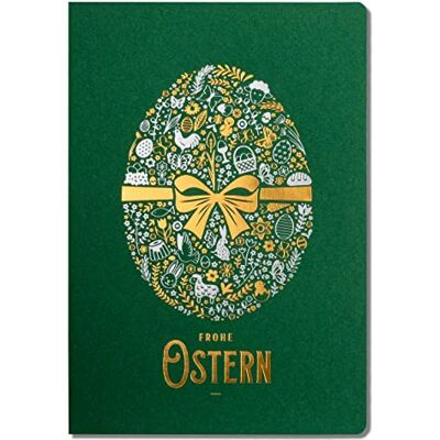 Esclusivi biglietti di Pasqua – Set di 10 biglietti di auguri di manufatto, in verde 120 x 170 mm, dorati e stampati, realizzati in carta per portagioie, con inserti beige e buste Esclusivi biglietti di Pasqua – Set di 10 biglietti di auguri di manufatto, in verde 120 x 170 mm, dorati e stampati, realizzati in carta per portagioie, con inserti beige e buste