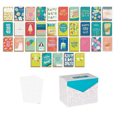 American Greetings Assortimento di 35 biglietti di compleanno con buste, sigilli e scatola portaoggetti (coriandoli) American Greetings Assortimento di 35 biglietti di compleanno con buste, sigilli e scatola portaoggetti (coriandoli)