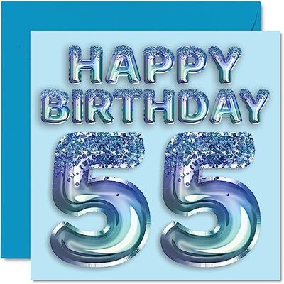 Stuff4 Biglietto di auguri il 55° compleanno da uomo con palloncini blu glitterati Biglietto di auguri di buon compleanno per uomo di 55 anni, zio, nonno, papà, nonno, nonno, nonno, nonno, 145 mm Stuff4 Biglietto di auguri il 55° compleanno da uomo con palloncini blu glitterati Biglietto di auguri di buon compleanno per uomo di 55 anni, zio, nonno, papà, nonno, nonno, nonno, nonno, 145 mm