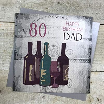 White Cotton Cards Biglietto di Auguri Compleanno, Fatto a Mano, con Scritta 80 Happy Birthday Dad, Stile Vintage, Bianco, , Cotone White Cotton Cards Biglietto di Auguri Compleanno, Fatto a Mano, con Scritta 80 Happy Birthday Dad, Stile Vintage, Bianco, , Cotone