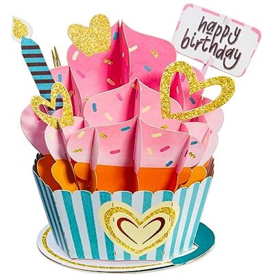 Paper Love Biglietto di compleanno pop-up 3D con cupcake di compleanno staccabile, per adulti o bambini, copertina 12,7 x 17,8 cm, include busta e etichetta rimovibile Paper Love Biglietto di compleanno pop-up 3D con cupcake di compleanno staccabile, per adulti o bambini, copertina 12,7 x 17,8 cm, include busta e etichetta rimovibile
