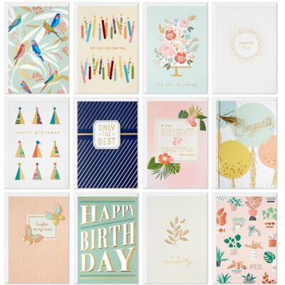 Hallmark Elegante assortimento di biglietti per tutte le occasioni (12 biglietti con buste, confezione di ricarica per scatola organizer per biglietti) compleanno, ringraziamento, simpatia Hallmark Elegante assortimento di biglietti per tutte le occasioni (12 biglietti con buste, confezione di ricarica per scatola organizer per biglietti) compleanno, ringraziamento, simpatia