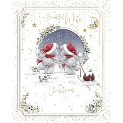 Me To You Tatty Teddy Biglietto di Natale fatto a mano, per la mia bella moglie, 20 x 25 cm, collezione ufficiale Me To You Tatty Teddy Biglietto di Natale fatto a mano, per la mia bella moglie, 20 x 25 cm, collezione ufficiale