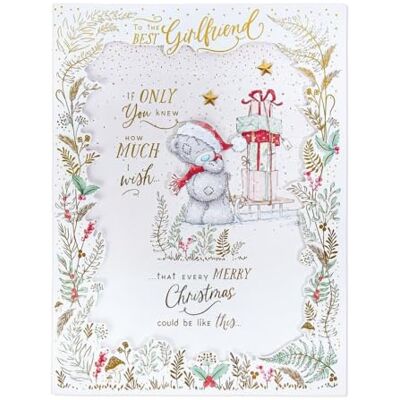 Me To You Tatty Teddy Biglietto di Natale con scritta "Amazing Girlfriend", realizzato a mano, grande, 30,5 x 22,5 cm, collezione Me To You Tatty Teddy Biglietto di Natale con scritta "Amazing Girlfriend", realizzato a mano, grande, 30,5 x 22,5 cm, collezione