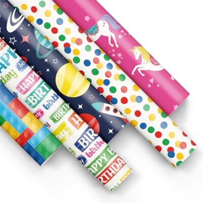 PAW Decor Collection PAW Carta Regalo 200 x 70 cm, 5 rotoli Colorato PAW Decor Collection PAW Carta Regalo 200 x 70 cm, 5 rotoli Colorato