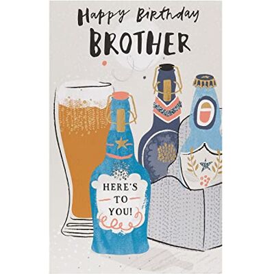 UK Greetings Biglietto di auguri di compleanno per fratello birre, regalo di buon compleanno, per lui, ragazzi, uomini, con busta, 133 x 210 mm UK Greetings Biglietto di auguri di compleanno per fratello birre, regalo di buon compleanno, per lui, ragazzi, uomini, con busta, 133 x 210 mm