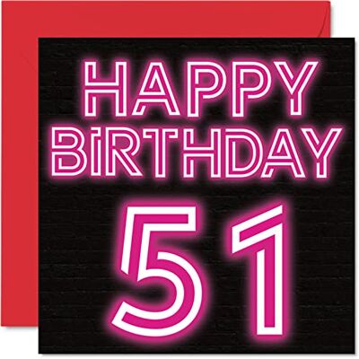 Stuff4 Divertente biglietto di auguri 51° compleanno uomo donna, Neon Glow Biglietto di auguri papà mamma nonno nonna zia cugino 145 mmx145 mm biglietto di auguri il 51° compleanno Stuff4 Divertente biglietto di auguri 51° compleanno uomo donna, Neon Glow Biglietto di auguri papà mamma nonno nonna zia cugino 145 mmx145 mm biglietto di auguri il 51° compleanno