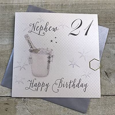 White Cotton Cards Biglietto di Auguri per 21° Compleanno per Nipote, Fatto a Mano, con Secchio di Champagne, Bianco White Cotton Cards Biglietto di Auguri per 21° Compleanno per Nipote, Fatto a Mano, con Secchio di Champagne, Bianco