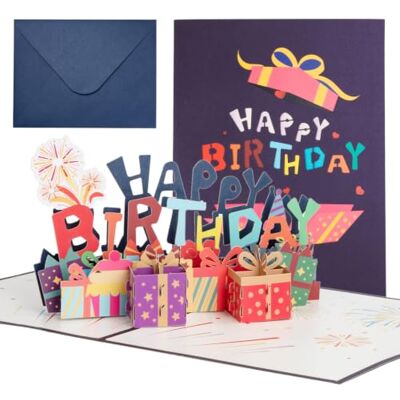 Zoriena Biglietto di Compleanno Pop-Up 3D Happy Birthday con Busta, Biglietto Auguri Compleanno Blu, Biglietto Regalo 3D per Donne Uomini Bambini Moglie Marito Amici Zoriena Biglietto di Compleanno Pop-Up 3D Happy Birthday con Busta, Biglietto Auguri Compleanno Blu, Biglietto Regalo 3D per Donne Uomini Bambini Moglie Marito Amici