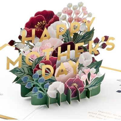 Hallmark Biglietto per festa della mamma, biglietto per la festa della mamma, 3D, biglietto pop-up per la festa della mamma, bouquet di fiori, rosso, oro Hallmark Biglietto per festa della mamma, biglietto per la festa della mamma, 3D, biglietto pop-up per la festa della mamma, bouquet di fiori, rosso, oro