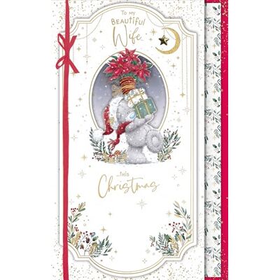 Me To You Tatty Teddy Biglietto di Natale fatto a mano per una bella moglie, orsetto Tatty Teddy con regali, 17,8 x 27,9 cm, collezione ufficiale Me To You Tatty Teddy Biglietto di Natale fatto a mano per una bella moglie, orsetto Tatty Teddy con regali, 17,8 x 27,9 cm, collezione ufficiale