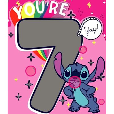 UK Greetings Carlton Cards Biglietto di auguri per il 7° compleanno di Stitch Disney, per ragazze, design unico, per 9° compleanno, per nipote/figlia/sorella/nipote UK Greetings Carlton Cards Biglietto di auguri per il 7° compleanno di Stitch Disney, per ragazze, design unico, per 9° compleanno, per nipote/figlia/sorella/nipote