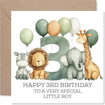 Stuff4 Biglietto di auguri per 3° compleanno per ragazzi, numeri della giungla, biglietto di auguri di compleanno per 3 anni, cugino, nipote, figliastro, 145 mm Stuff4 Biglietto di auguri per 3° compleanno per ragazzi, numeri della giungla, biglietto di auguri di compleanno per 3 anni, cugino, nipote, figliastro, 145 mm