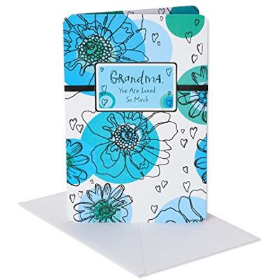 American Greetings Biglietto di compleanno per nonna, motivo floreale blu American Greetings Biglietto di compleanno per nonna, motivo floreale blu