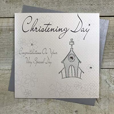 White Cotton Cards Biglietto di Auguri per Battesimo con Scritta Congratulations on Your Very Special, Fatto a Mano, Motivo: Chiesa Argentata, , Cotone, Bianco, 16cm x 16cm White Cotton Cards Biglietto di Auguri per Battesimo con Scritta Congratulations on Your Very Special, Fatto a Mano, Motivo: Chiesa Argentata, , Cotone, Bianco, 16cm x 16cm