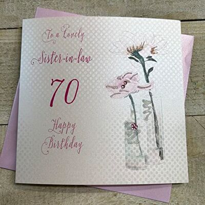 White Cotton Cards Happy Lovely Sister-in-Law 70, Biglietto di Auguri Fatto a Mano per Il 70° Compleanno (Dente di Leone) White Cotton Cards Happy Lovely Sister-in-Law 70, Biglietto di Auguri Fatto a Mano per Il 70° Compleanno (Dente di Leone)