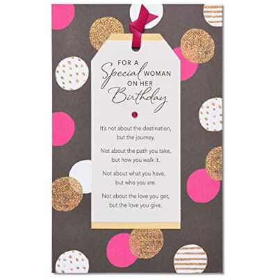 American Greetings Biglietto di auguri speciale per donna a pois, con lamina American Greetings Biglietto di auguri speciale per donna a pois, con lamina