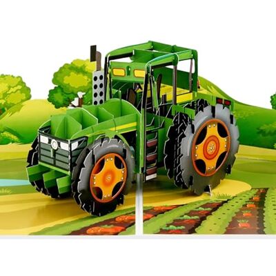 Cardology – Biglietto di compleanno con trattore vintage verde – biglietto pop-up 3D Cardology – Biglietto di compleanno con trattore vintage verde – biglietto pop-up 3D